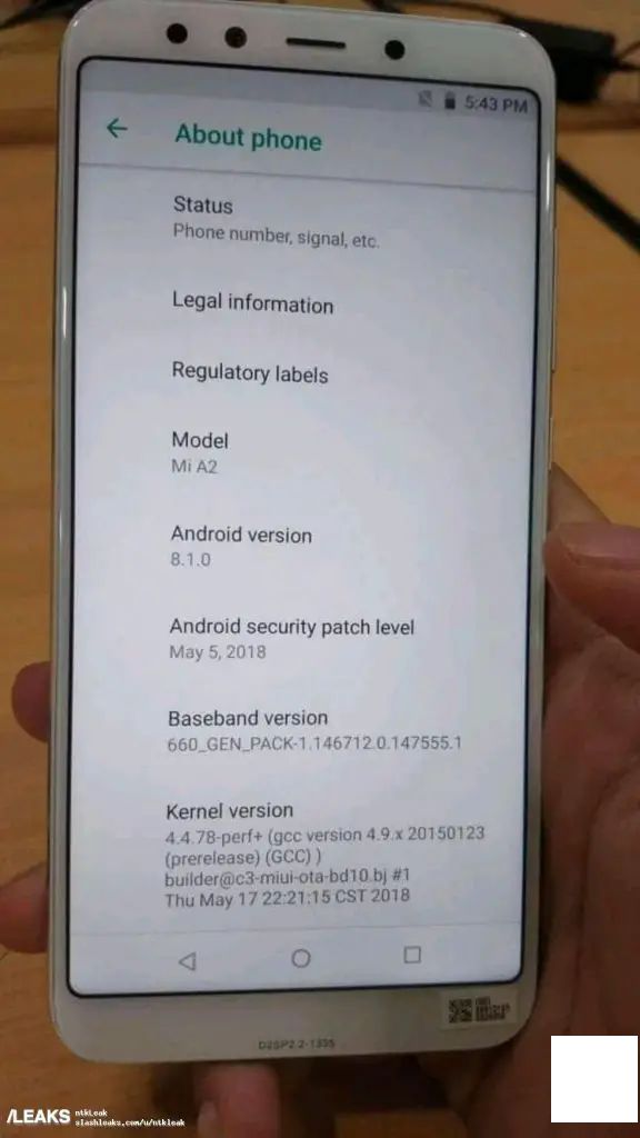 小米Mi A2泄露图显示搭载Stock Android 8.1 Oreo，骁龙660